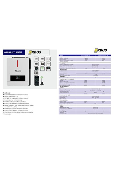 ORBUS 24 V Volt 4200 W Watt 4.2 kW MPPT Tam Sinüs Akıllı İnverter 220 Volt Çevirici İnvertör