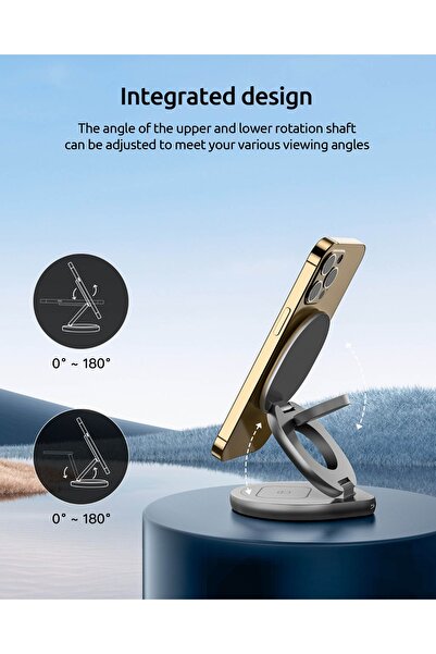 REDz Accessories 3 in 1 Foldable Wireless Charger, MagSafe, Multifunctional, 15W, Gray