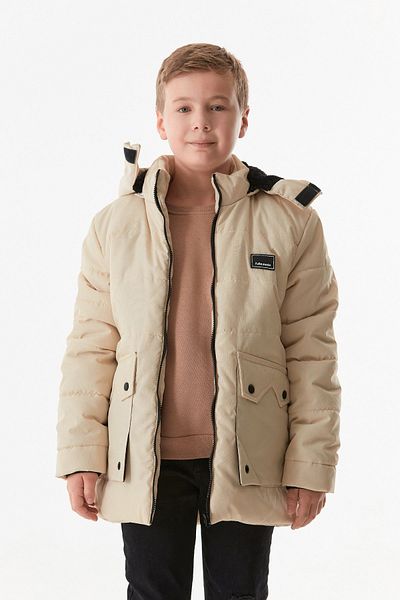 Fulla Moda Embroidered Double Pocket Hooded Boy's Coat