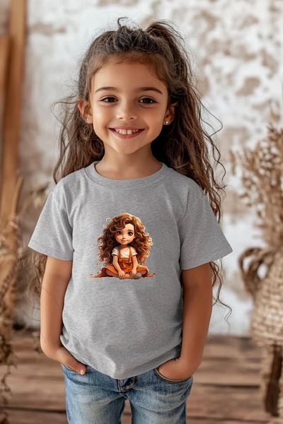 makiteks Tricou cu imprimeu pentru fete din bumbac pieptănat 5 6 7 8 9 10 11 12 13 14 ani Fată drăguță