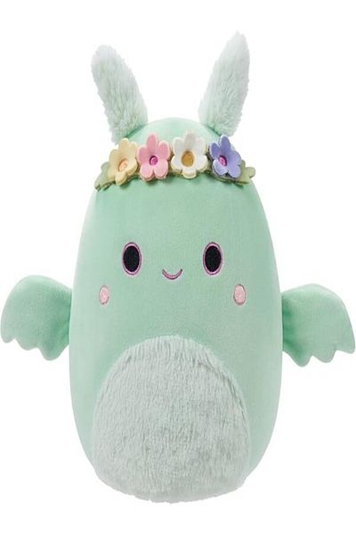 Squishmallows Squishmallows 7.5" Tove the Mint Green Mothman Plush with Flower Crown – Official Kellytoy Soft Toy