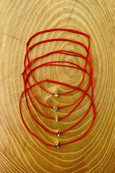 Shepidi 5's Crystal Minimal Object Scroll Lock Mesh Red Rope Anklets
