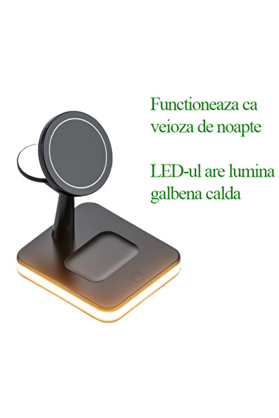 REDz Accessories Βάση ασύρματης φόρτισης 3 σε 1, φως, 4 λειτουργίες φόρτισης
