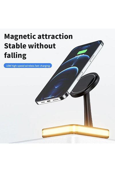 REDz Accessories 2 In 1 Wireless Charging Stand, Lamp, Magnetic, Usb, Black