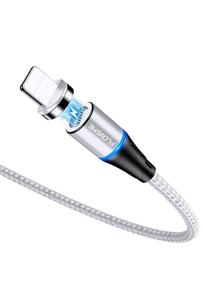 REDz Accessories Data and fast charging cable 3A, iPhone magnetic connector, 1m, silver, Floveme