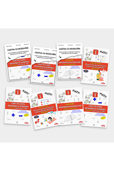 Editura Fisemate.ro Pachet Matematica Clasa 1 Cu 8 Caiete Exercitii Probleme Si Rezolvari