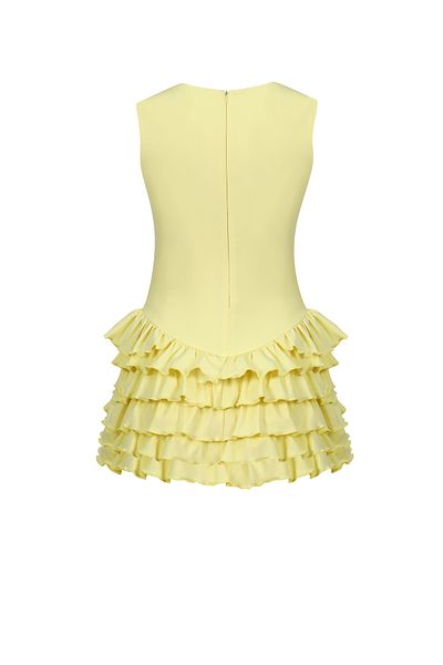 La Sarta Sardinia Halter Neck Ruffle Yellow Dress with Shorts