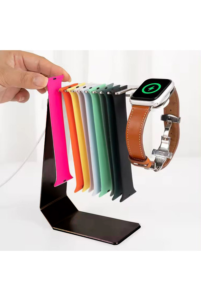 REDz Accessories Βάση Apple Watch με 9 λουράκια αποθήκευσης, οπή φόρτισης, μεταλλική, μαύρη