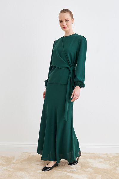 VAVİNOR Roza Skirt Blouse Set - Emerald