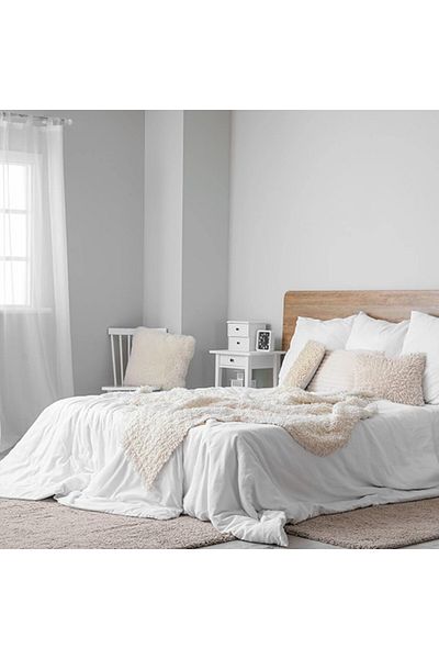 Kotonia Home Lenjerie de pat KING SIZE, 4 piese, 100% bumbac, Ranforce Pakistan, Alb