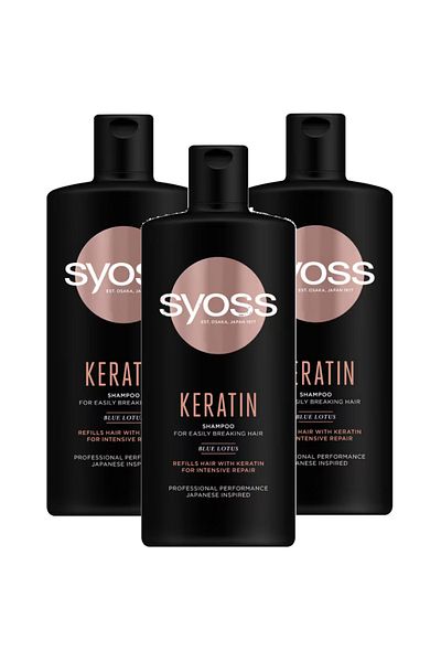 Syoss Keratin, shampoo for damaged hair, 3 pcs x 440 ml