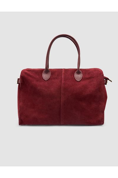 Cabani 100% Genuine Leather Claret Red Suede Women's Handbag