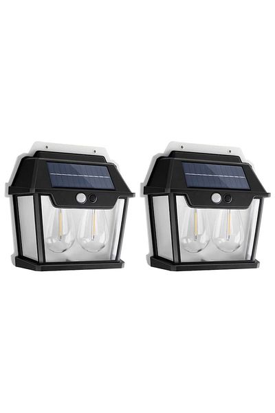 NEXTLY Set 2 X Lampa Solara De Exterior Cu 2 Becuri , 3 Moduri De Functionare, Senzori De Miscare