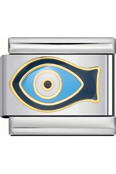 Mercan Aksesuar Balık Nazar Boncuğu 9 mm Paslanmaz Çelik İtalyan Bileklik Charmı