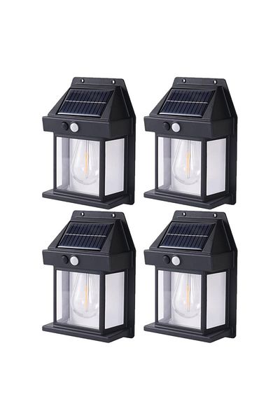 NEXTLY Set 4 X Lampa Solara De Exterior Cu Bec , 3 Moduri De Functionare, Senzori De Miscare