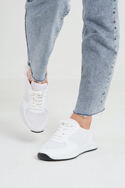 Beyond Women's White Lace-Up Mesh Detailed Leather Sneaker 2.5 cm Byndf301