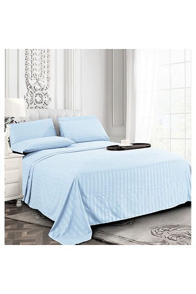 Kotonia Home Deco bed sheet, 100% cotton, Damask Satin, 240x260 cm, stripe size 1 cm, Blue