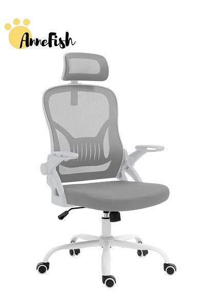 AnneFish Ergonomic Mesh Office Chair Adjustable Lumbar Executive Swivel Computer Chair with Flip-up Armrests