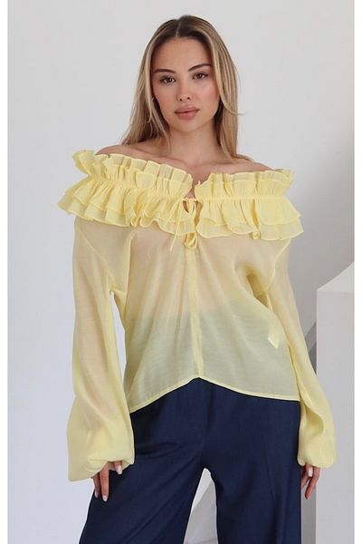 Laluvia Gelbe Bluse mit Rüschen - 70203