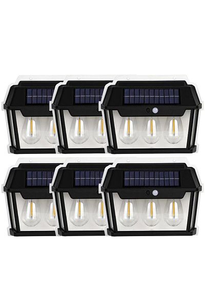 NEXTLY Set 6 X Lampa Solara De Exterior Cu 3 Becuri , 3 Moduri De Functionare, Senzori De Miscare