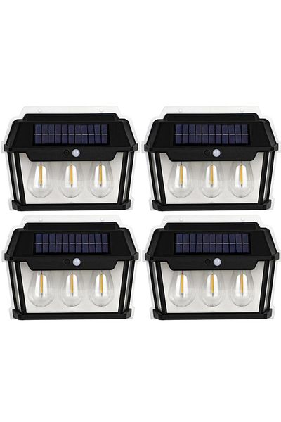 NEXTLY Set 4 X Lampa Solara De Exterior Cu 3 Becuri , 3 Moduri De Functionare, Senzori De Miscare