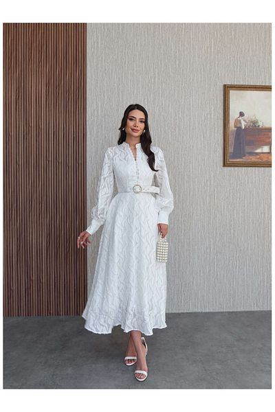 ESRAHELVACI Rochie lungă cu model cu mânecă balon
