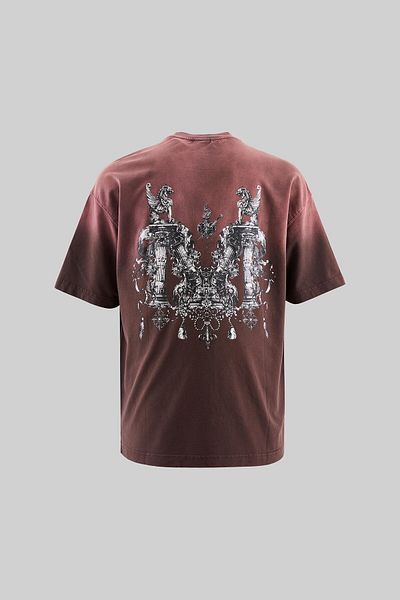 Machinist Men's m Letter Washed Washed Oversize Dark Coffee T-Shirt