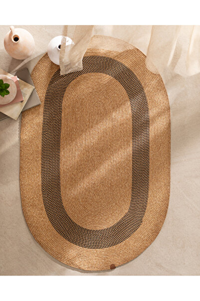 Madame Coco Alsace Oval Kilim - Naturel/Siyah - 90x150 cm