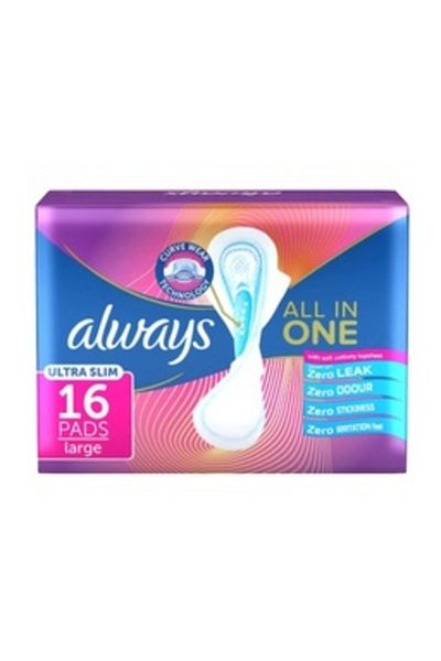 Always All In One Ultra Slim Large Sanitary Pads 16 pcs