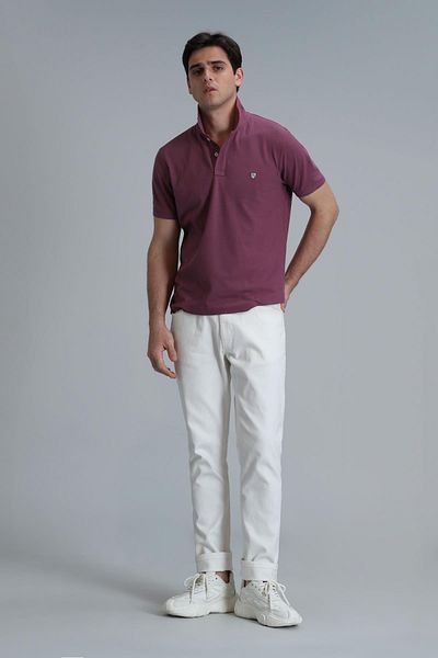 Lufian Ανδρικό μπλουζάκι με γιακά Polo Plum 111040206 Laon Polo
