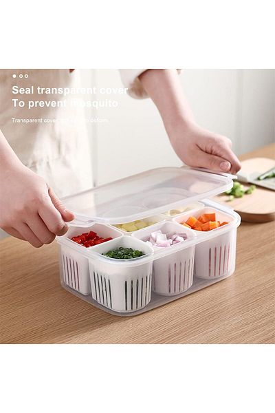 COOYA Divided refrigerator storage box with lid,for refrigerator production beans and fruits organization