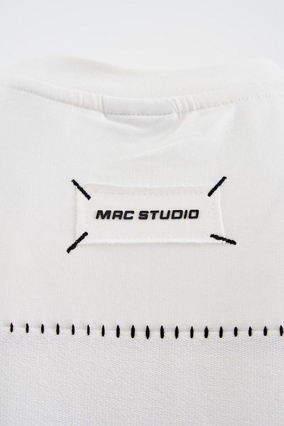 Machinist Men's Patch and Stitch Details Oversize Ecru T-Shirt