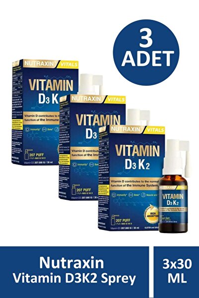 Nutraxin Vitamin D3K2 Sprey 30 ml 3 Adet