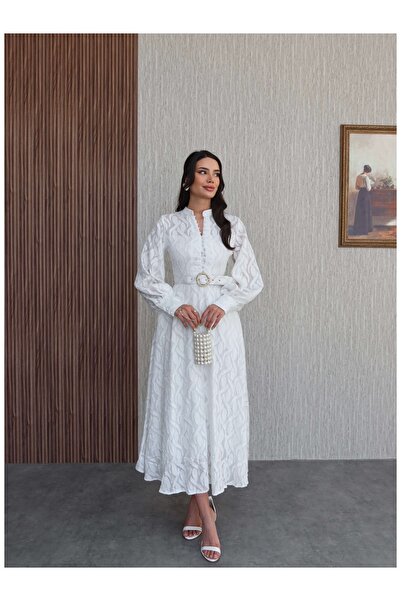 ESRAHELVACI Μακρύ φόρεμα με μοτίβο με μανίκια