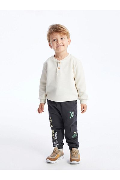 LC Waikiki Lcw Kids Anthracite Elastic Waist Printed Baby Boy Jogger Sweatpants