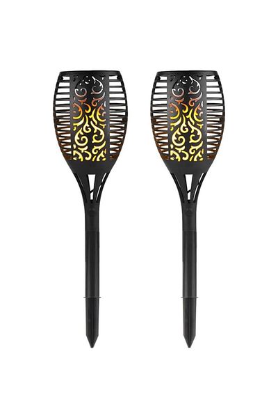 NEXTLY Set 2 x lampa solara de exterior tip torta cu efect de flacara NEXTLY, negru