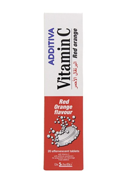 Additiva - أقراص فيتامين سي الفوارة بنكهة البرتقال الأحمر بتركيز 1000 ملغ، 20 قرصًا