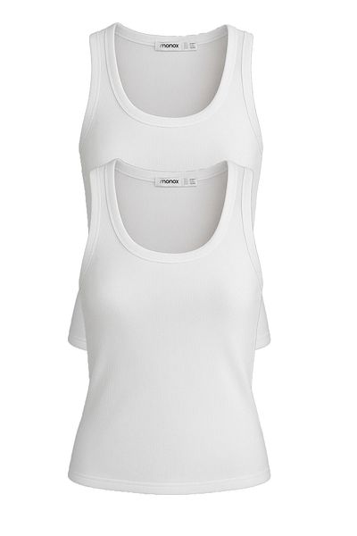 monox Women's Ribbed Lycra Cotton Strap 2-Piece Undershirt