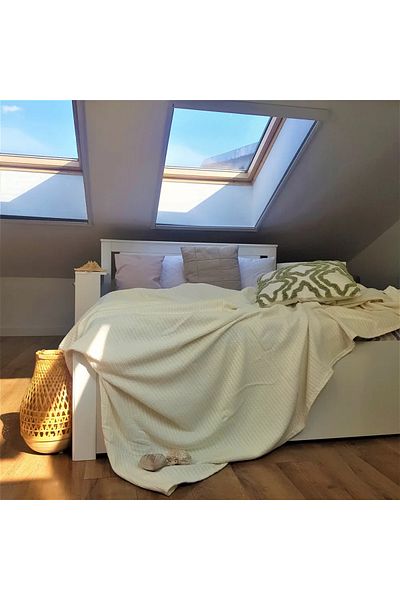 Kotonia Home Pique Blanket, 220x240 Cm, 100% Cotton, Ivory