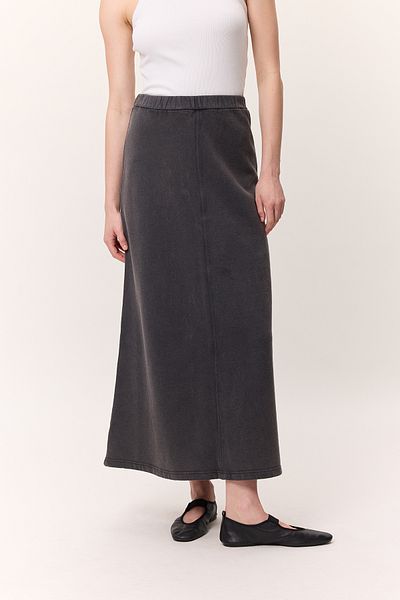 Manuka Wash Effect Bell Skirt Anthracite