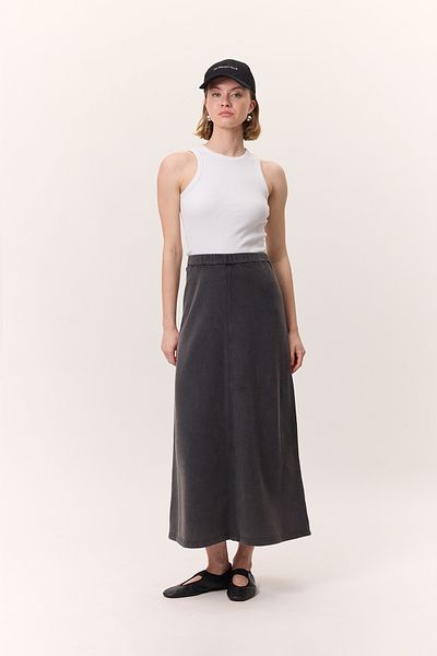Manuka Wash Effect Bell Skirt Anthracite