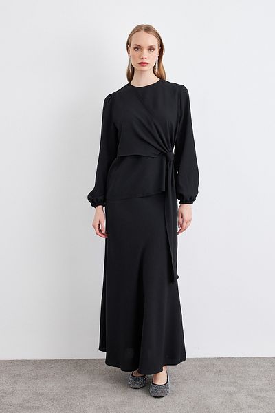 VAVİNOR Roza Skirt Blouse Set - Black