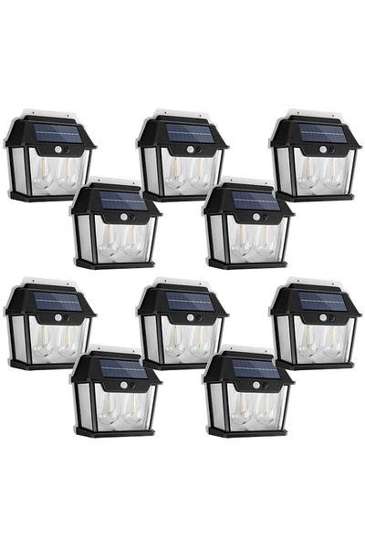NEXTLY Set 10 X Lampa Solara De Exterior Cu 2 Becuri , 3 Moduri De Functionare, Senzori De Miscare