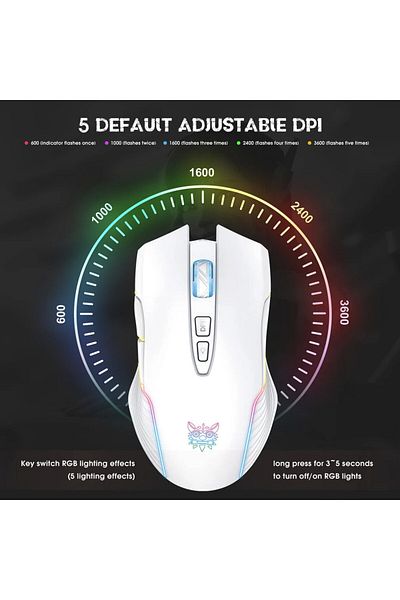 Onikuma Mouse de gaming wireless CW905, 3600 DPI, RGB