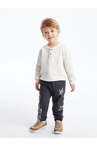 LC Waikiki Lcw Kids Anthracite Elastic Waist Printed Baby Boy Jogger Sweatpants