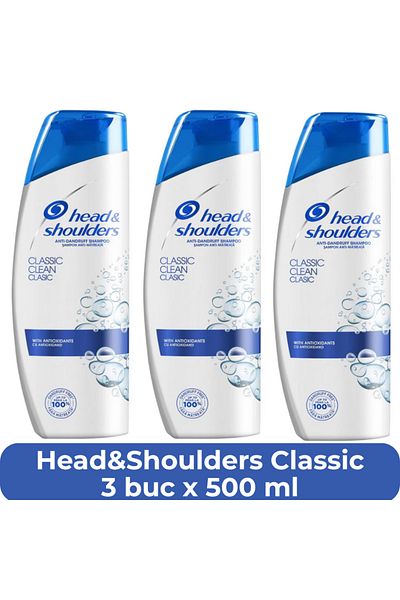 Head&Shoulders Classic Clean, sampon anti-matreata, 3 buc x 500 ml
