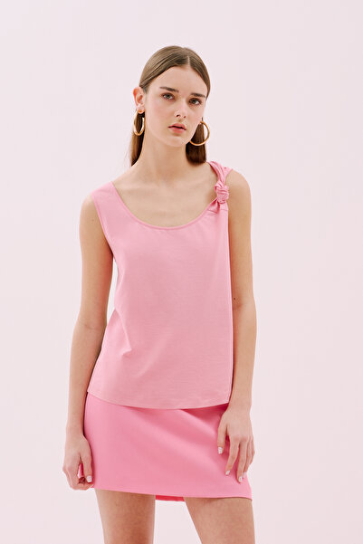 Roman Önü Düz Arkası Desenli Kolsuz Bluz Standart Renk Y2523825_089