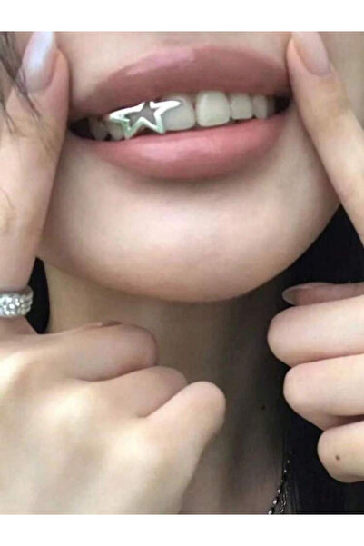 La Saade Y2k Gümüş Rengi Yıldızlı Teeth Grillz Gems Diş Taşı Aksesuar