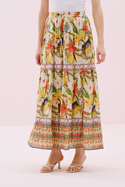 Roman Patterned Midi Length Pleated Skirt Standard Color Y 2562111 _089