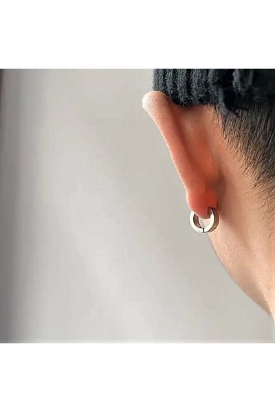 MAZEN 1 Piece Compression Non-perforated Steel Silver Unisex Earrings Fake Earrings